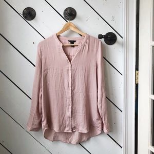 Pink silky button down